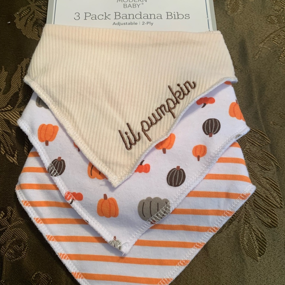 🆕- BY MODERN BABY 3 PACK FALL BANDANA BIBS